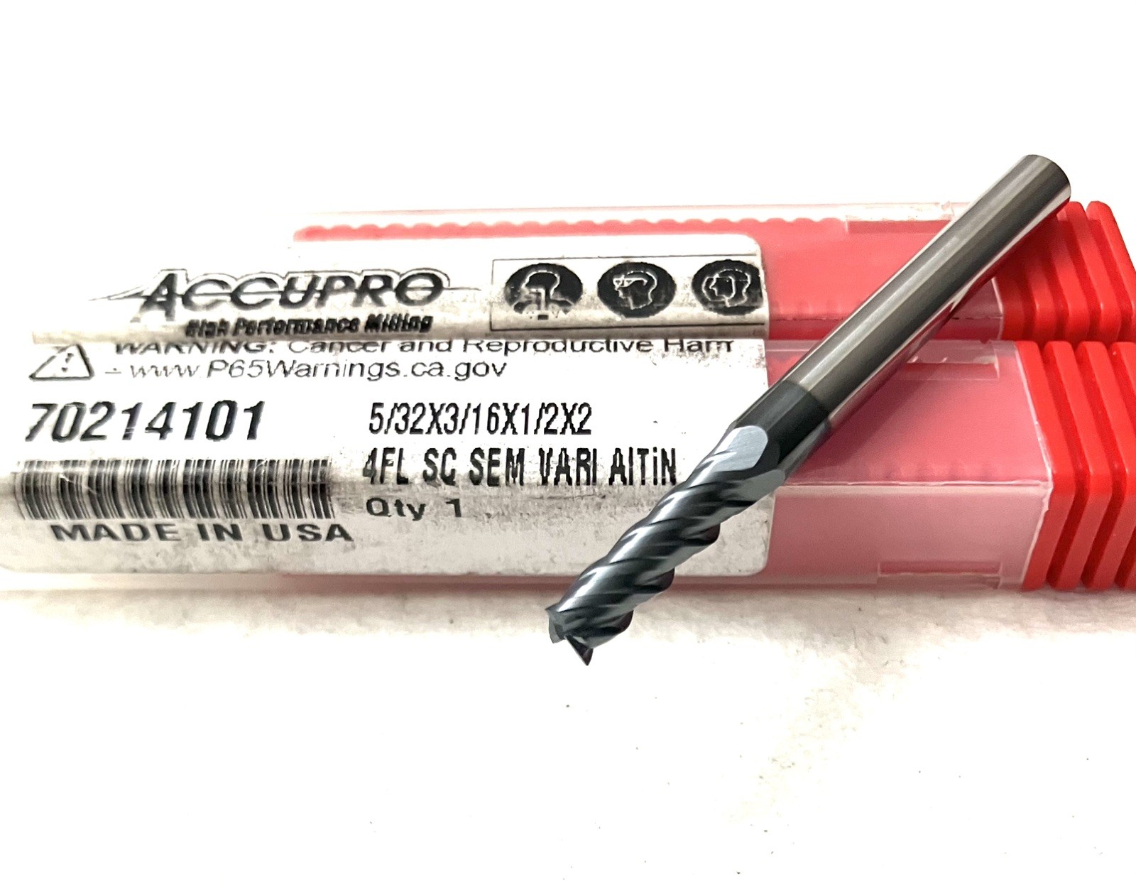 10PC Accupro 5/32″ 4FL Square End Mill Solid Carbide AlTiN 70214101 NEW