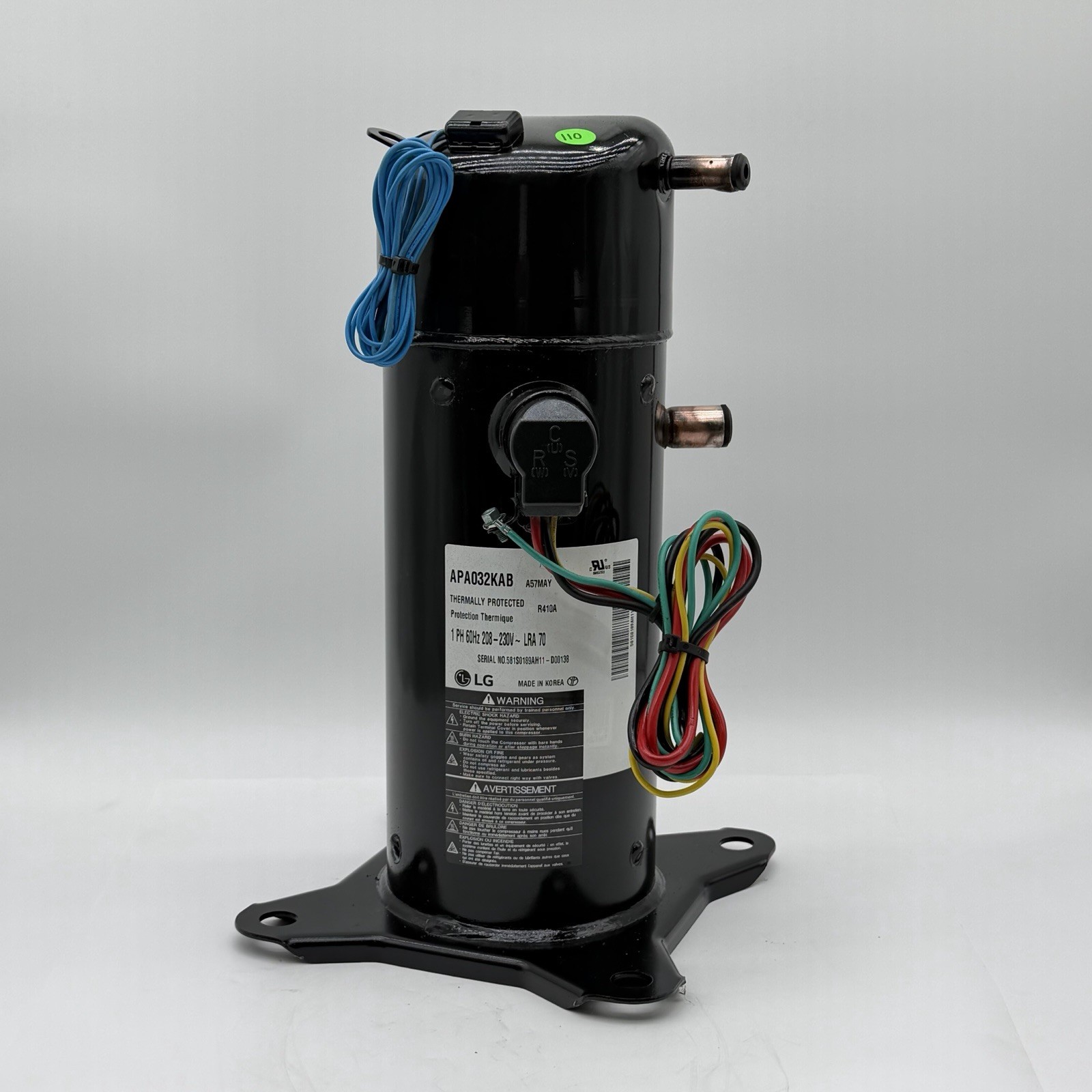 LG APA032KAB APA032KAC Scroll Compressor 32,000 BTU R410A 1 PH 208/230V