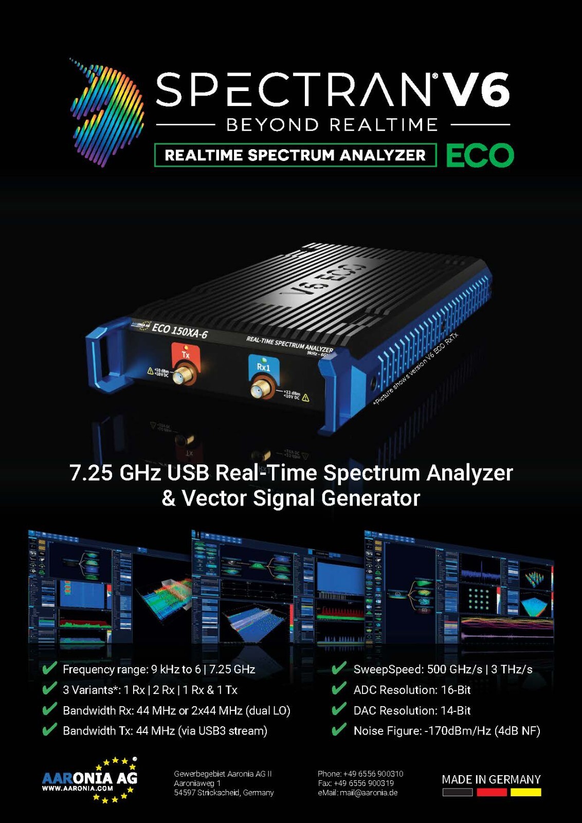 Aaronia SPECTRAN V6 ECO 100XA-6 Spectrum Analyzer 9kHz to 6GHz