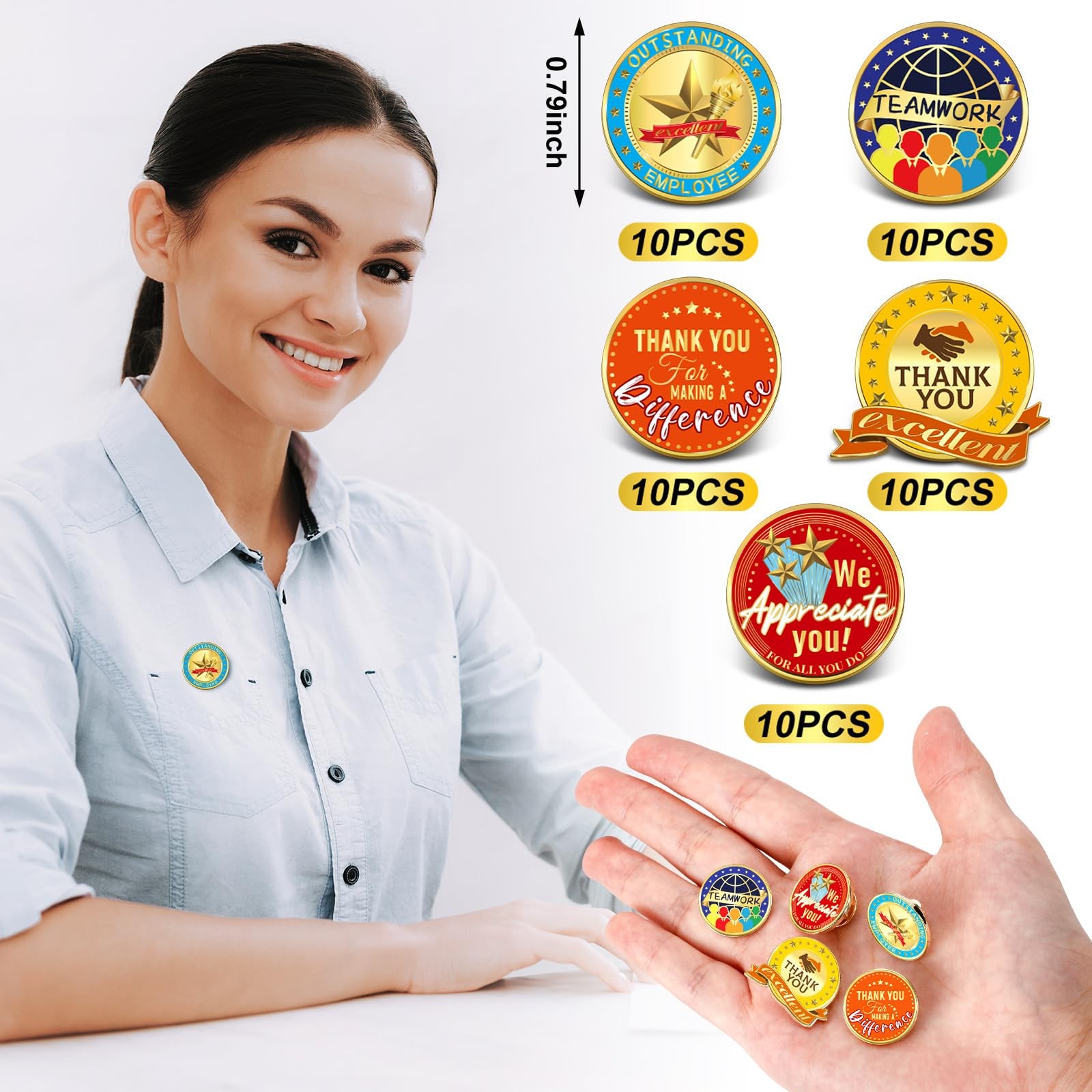 Lyrow 50 Pcs Outstanding Employee of The Month Lapel one size, Multicoloured