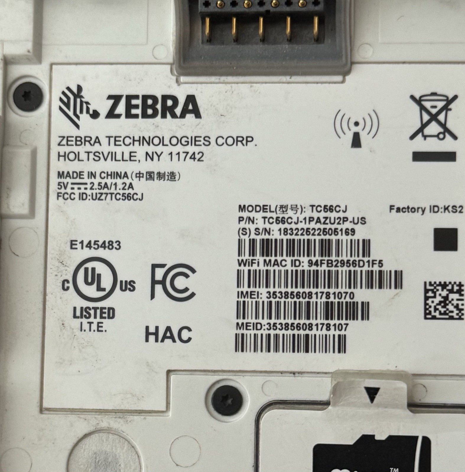 4x *POWER TESTED* Zebra TC56CJ-2PAZU4P-A6 / TC56CJ-1PAZU2P-US Computer Scanners