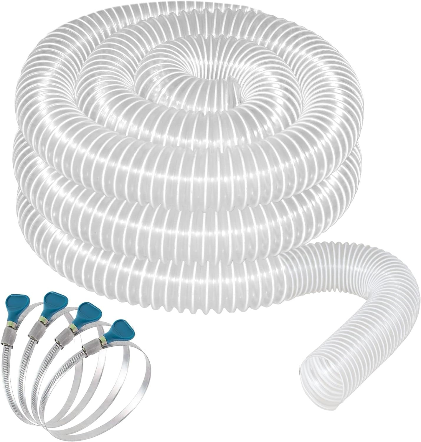Puncture-Resistant PVC Dust Collection Hose 2.5″ x 20′ with Steel Wire Coil