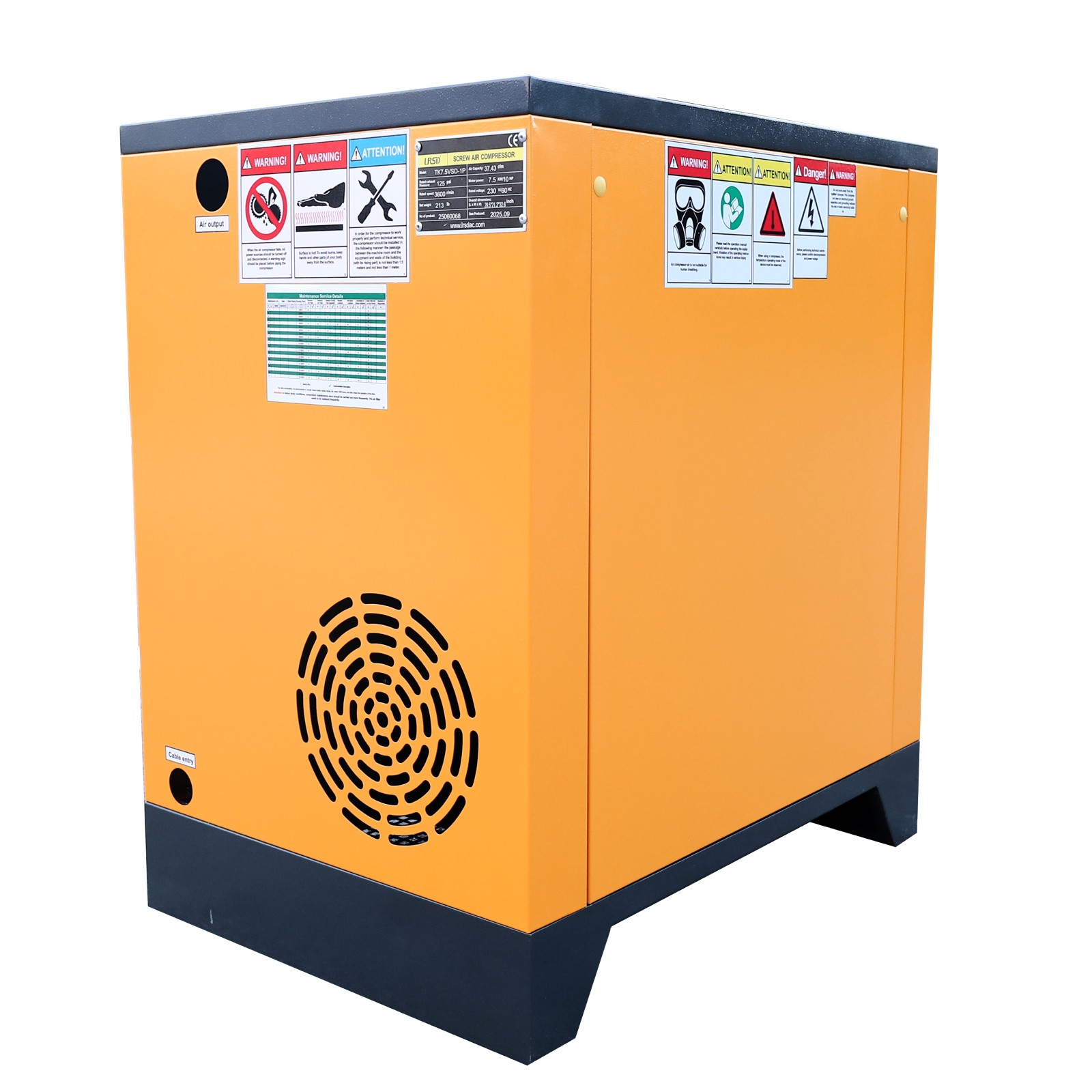 2025 LRSD 10 HP Rotary Screw Air Compressor VFD 230V Single Phase 38CFM 125PSI
