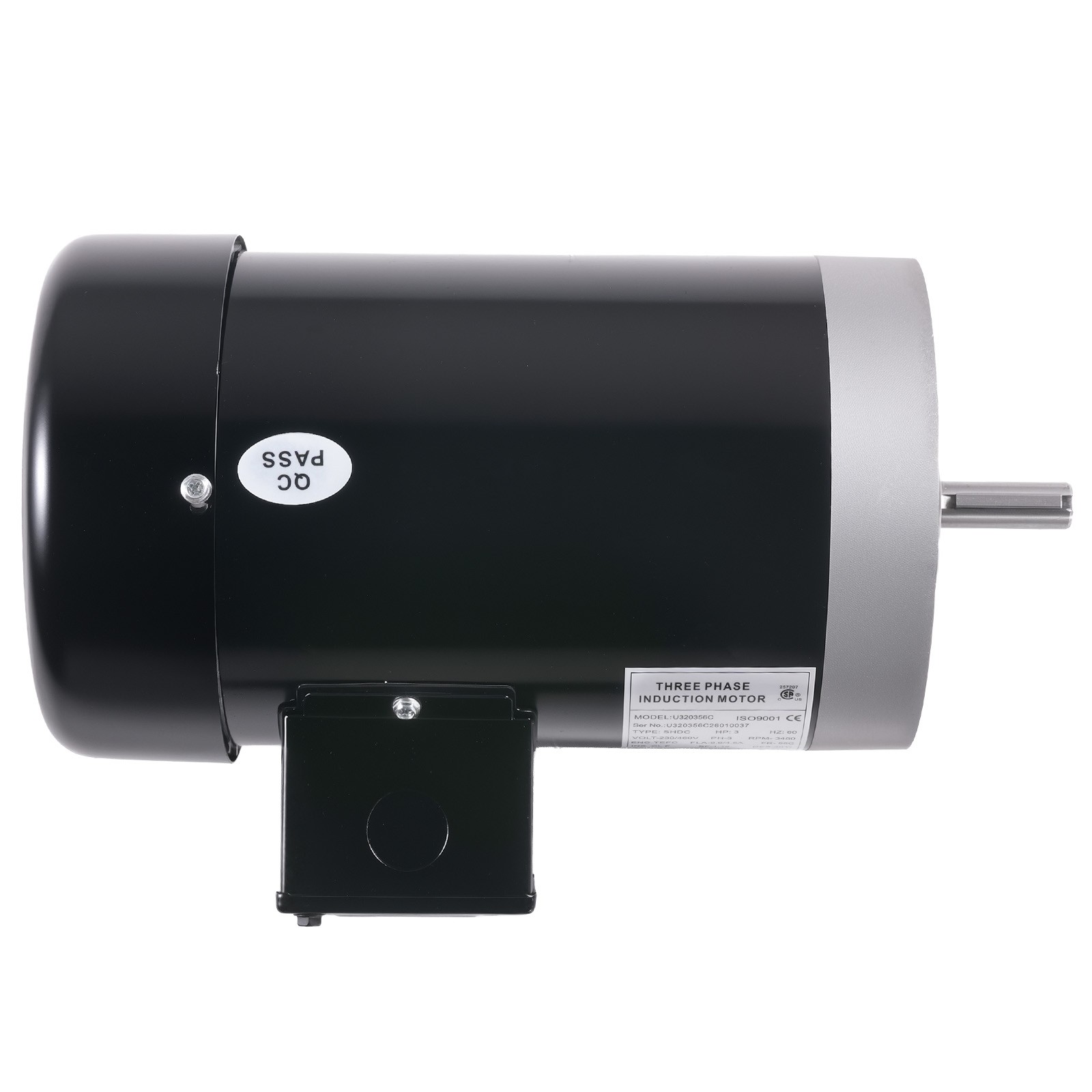 3 HP Electric Motor 3 Phase 56C Frame 3450RPM TEFC 230/460V Air Compressor Motor