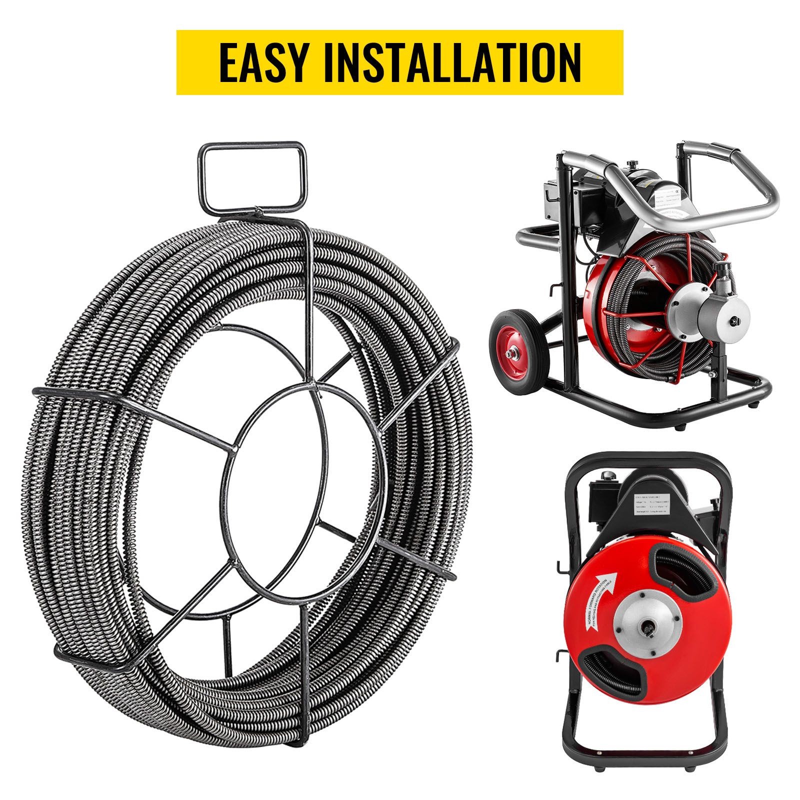 Drain Cleaning Cable 75 Feet x 3/8 Inch Solid Core Cable Sewer Cable Drain Auger