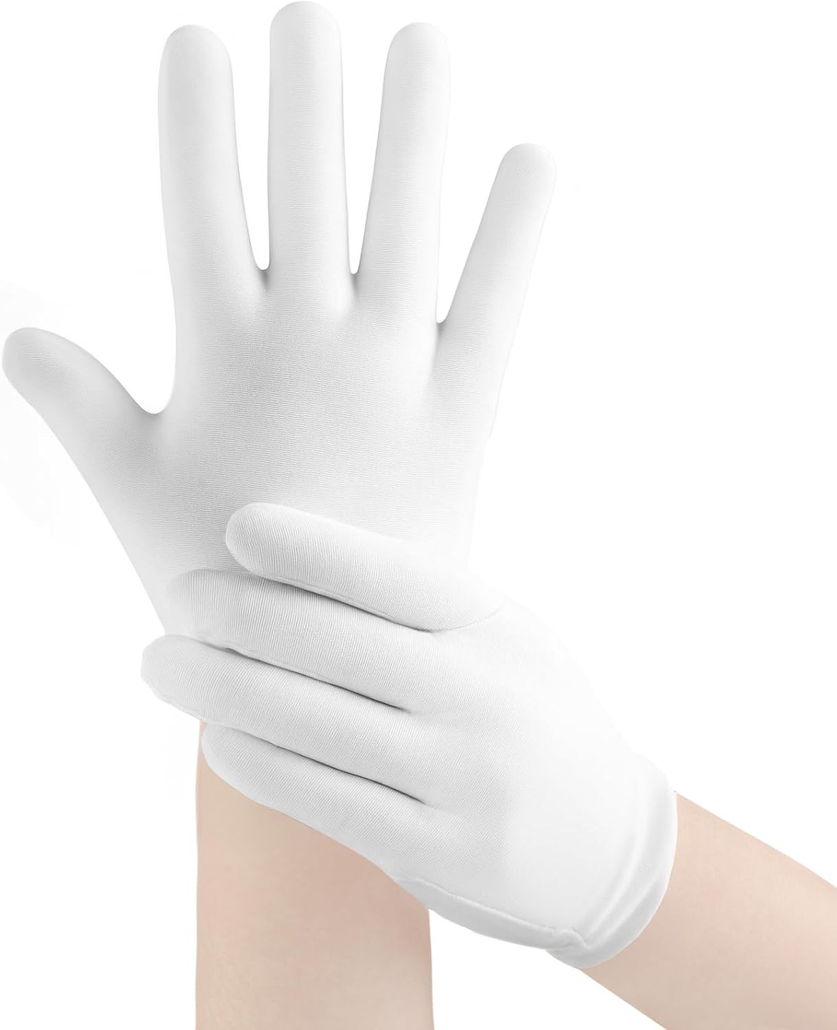 5 Pairs White Cotton Gloves for Dry Hands Sleeping, Soft Moisturizing Eczema Glo
