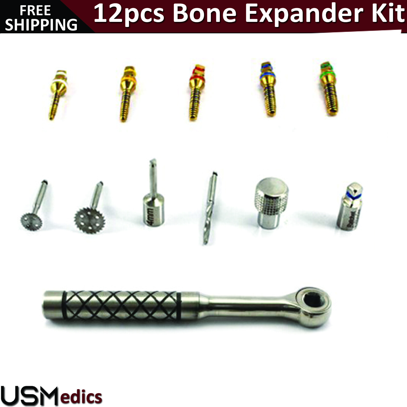 12pcs Surgical Bone Expander Kit Sinus Lift With Saw Disks Dental Implants CE
