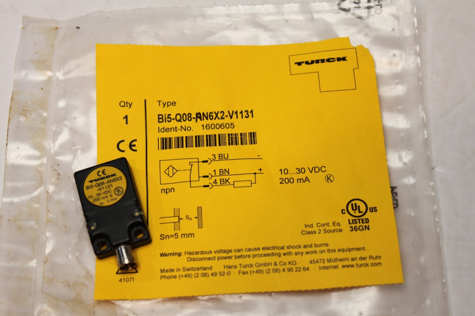 TURCK BI5-Q08-AN6X2-V1131 10-30VDC 200ma