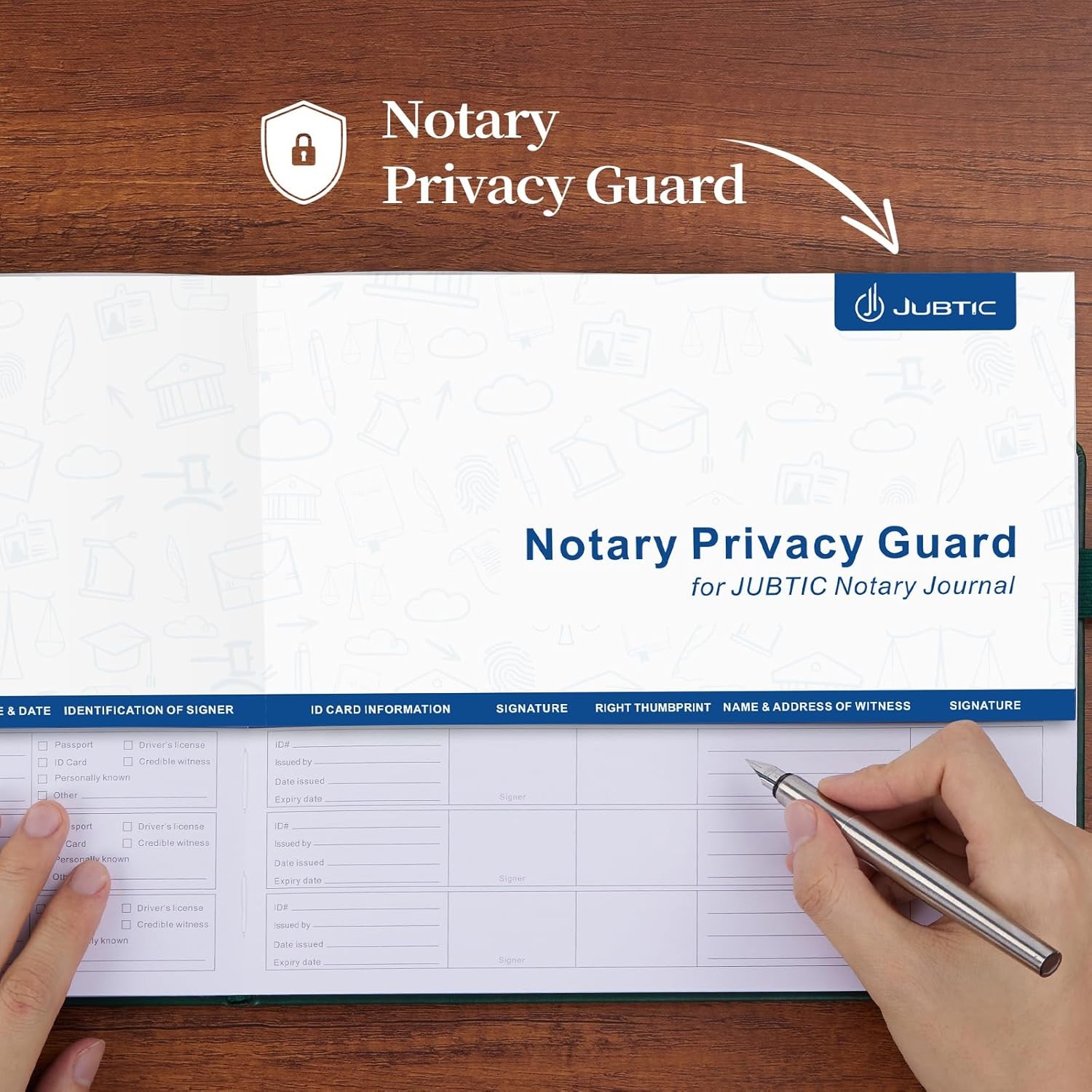 JUBTIC Notary Journal Log Book – Public of 10×7, Dark Green