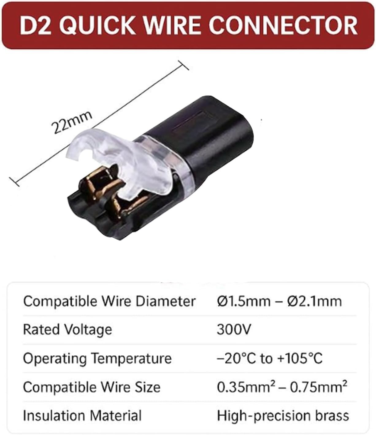 50pcs Double-Wire Plug-in Connector with Locking Buckle, Quick-Clip Fasteners US