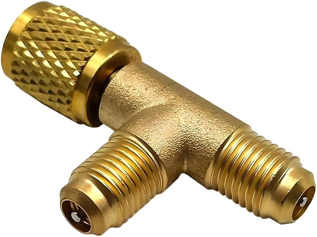 Car Quick Coupler Access Tee, Brass 1/4″ SAE Valve Core Tee Adapter for R22 R12