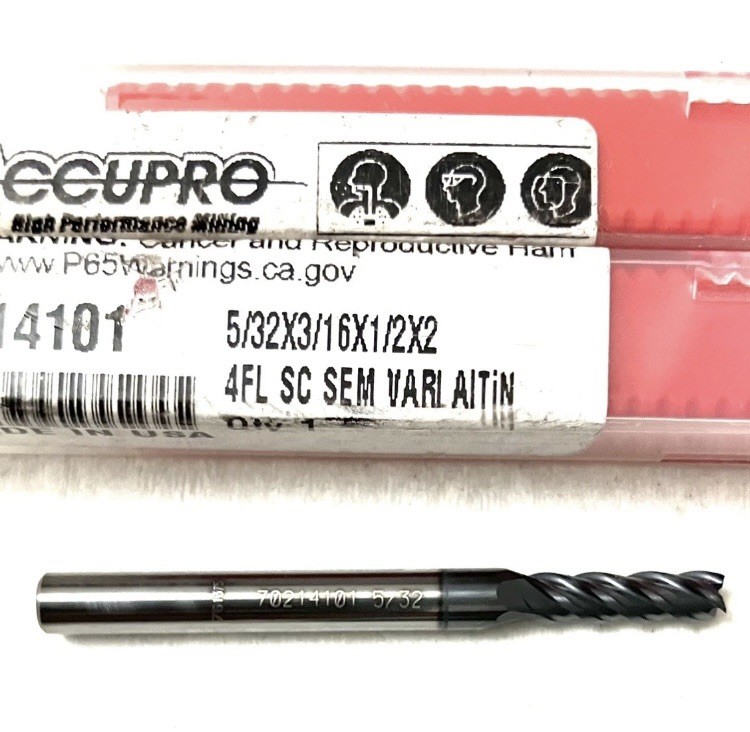 Accupro 5/32″ 4FL Square End Mill Solid Carbide AlTiN 70214101 NEW