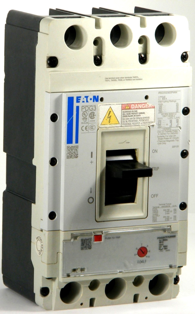 USED Eaton PDG33G0600FNNN Circuit Breaker with 600A Trip Unit, 3P 600V 35kA@480V