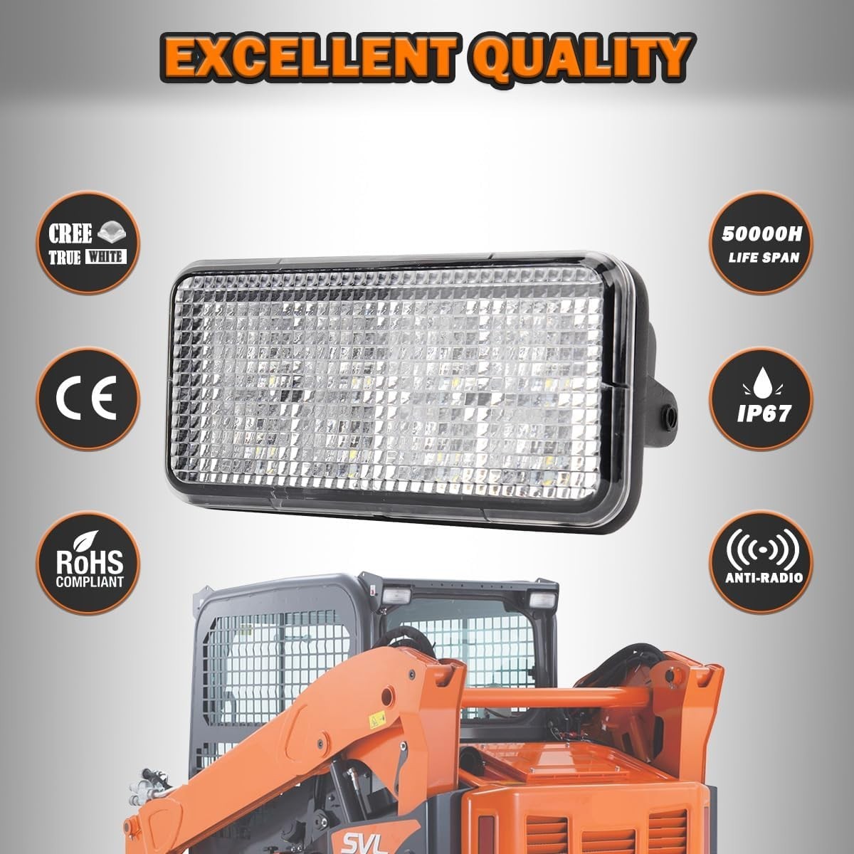 2x 40W LED Work Lights Flood Beam For Kubota Skid Steer SVL75 SVL95 V0511-53510