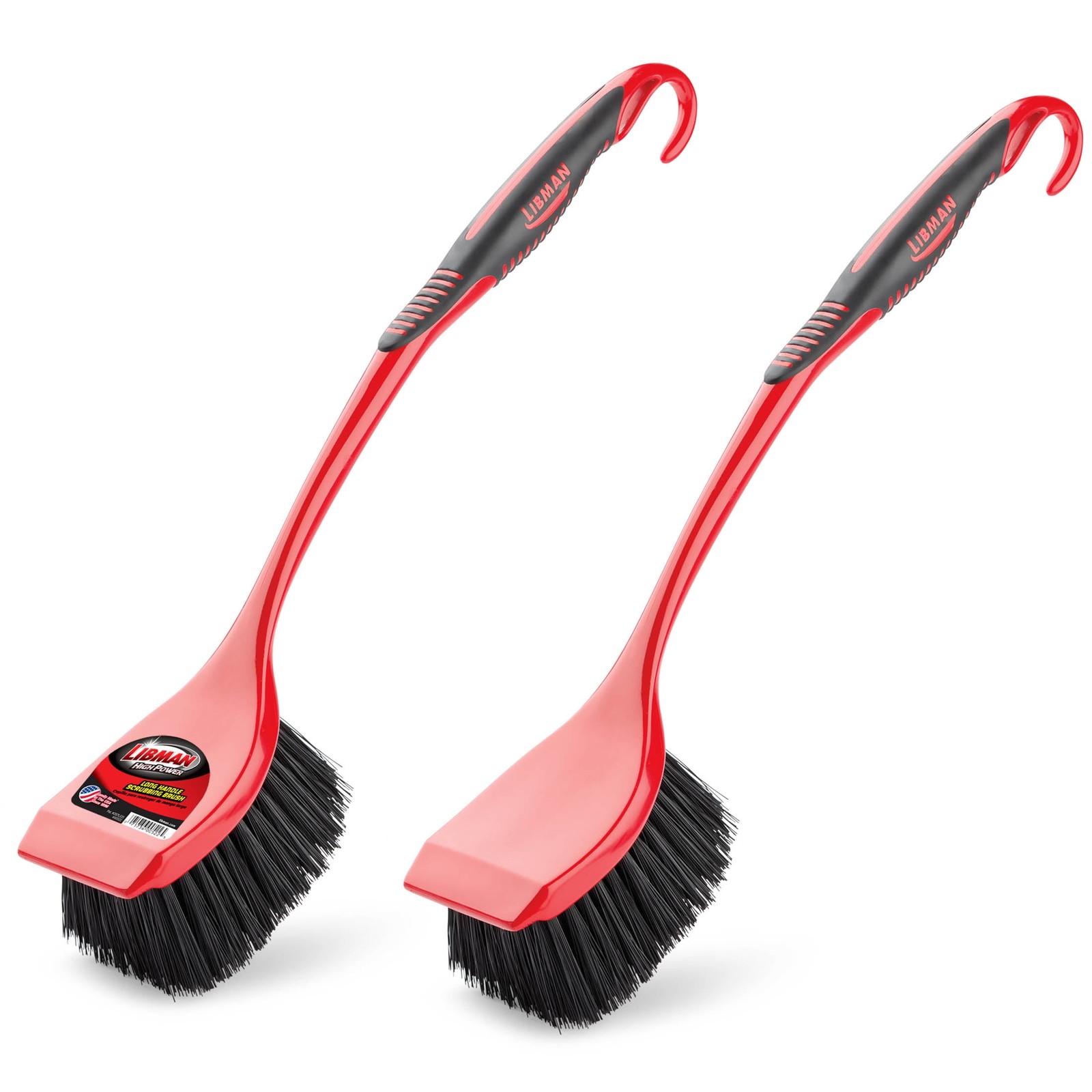 Libman Red Black High Power Long Scrub Brush 3.75 Inch Width