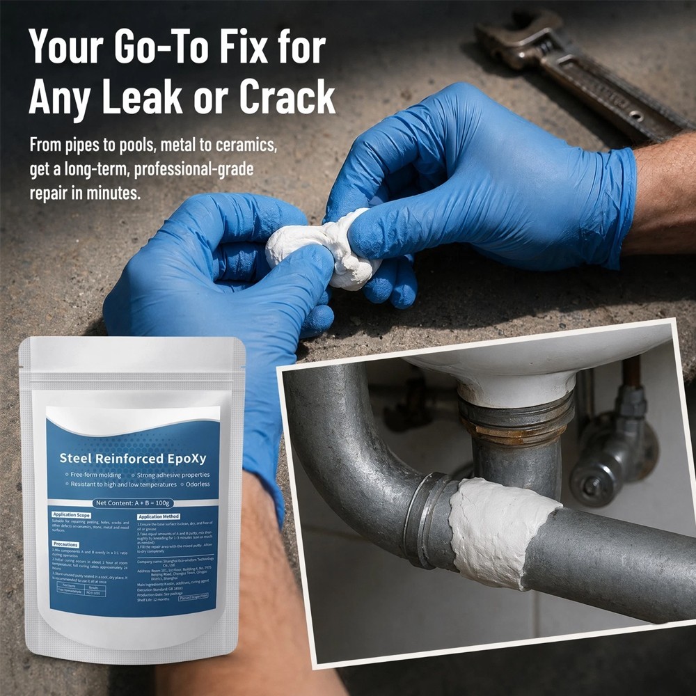 Steel Reinforced Epoxy Putty Waterproof Repair Clay for Metal Wood Car Crack Fix