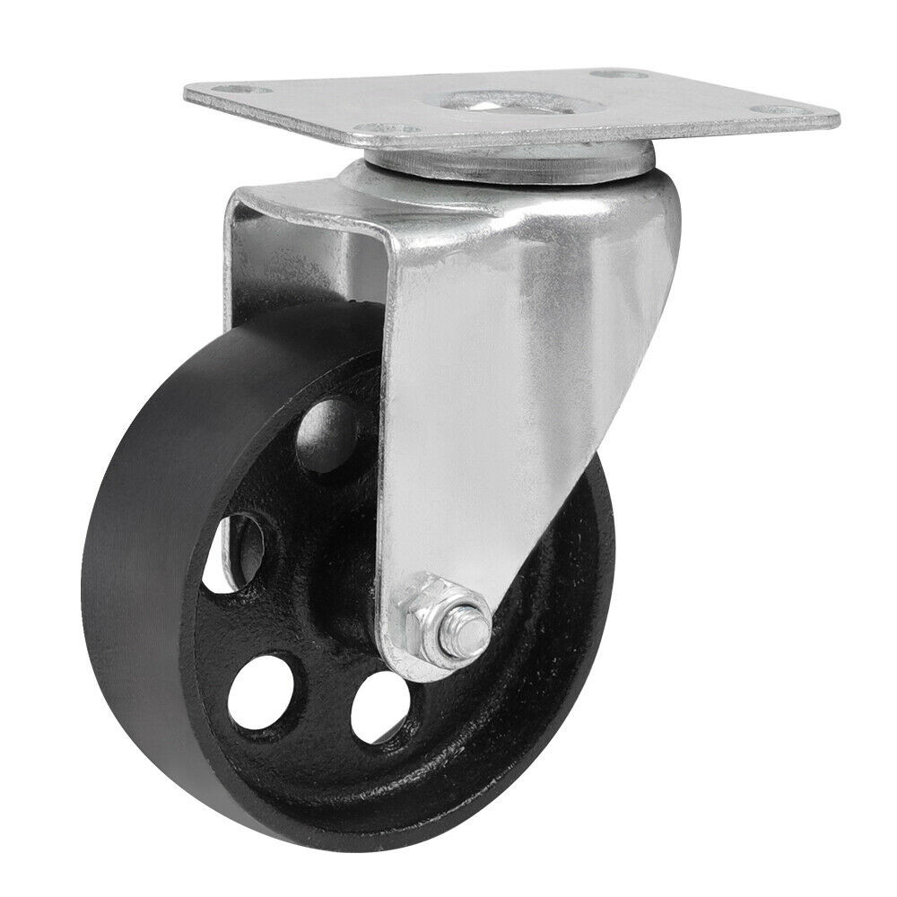 2/4/8PCS Swivel Casters 3″&3.5″ Heavy Duty Steel Cast Iron Plate Casters Wheels
