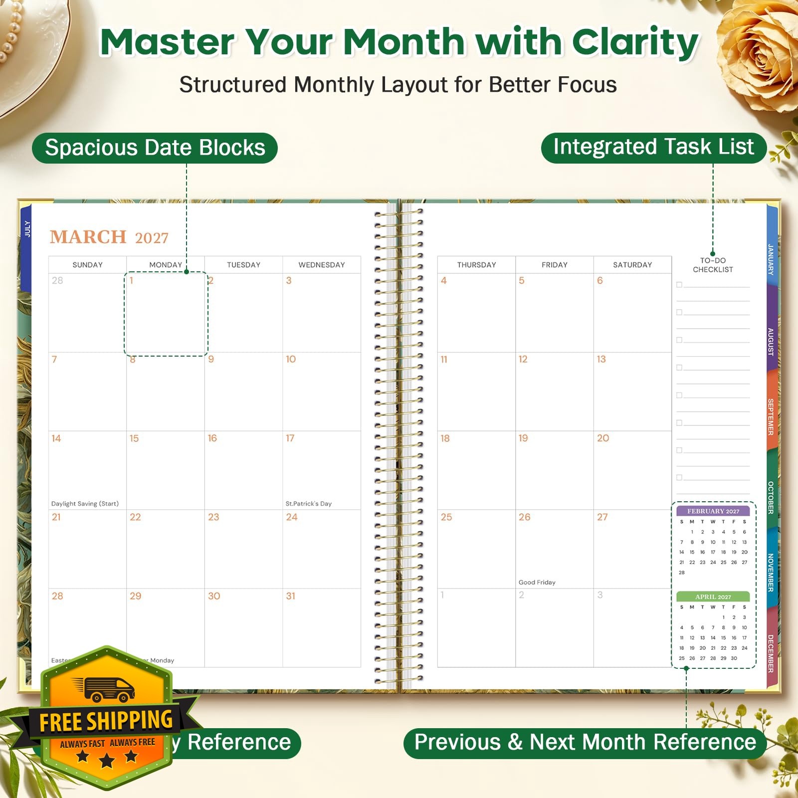 MALEDEN Academic Planner 8.5×11 Green
