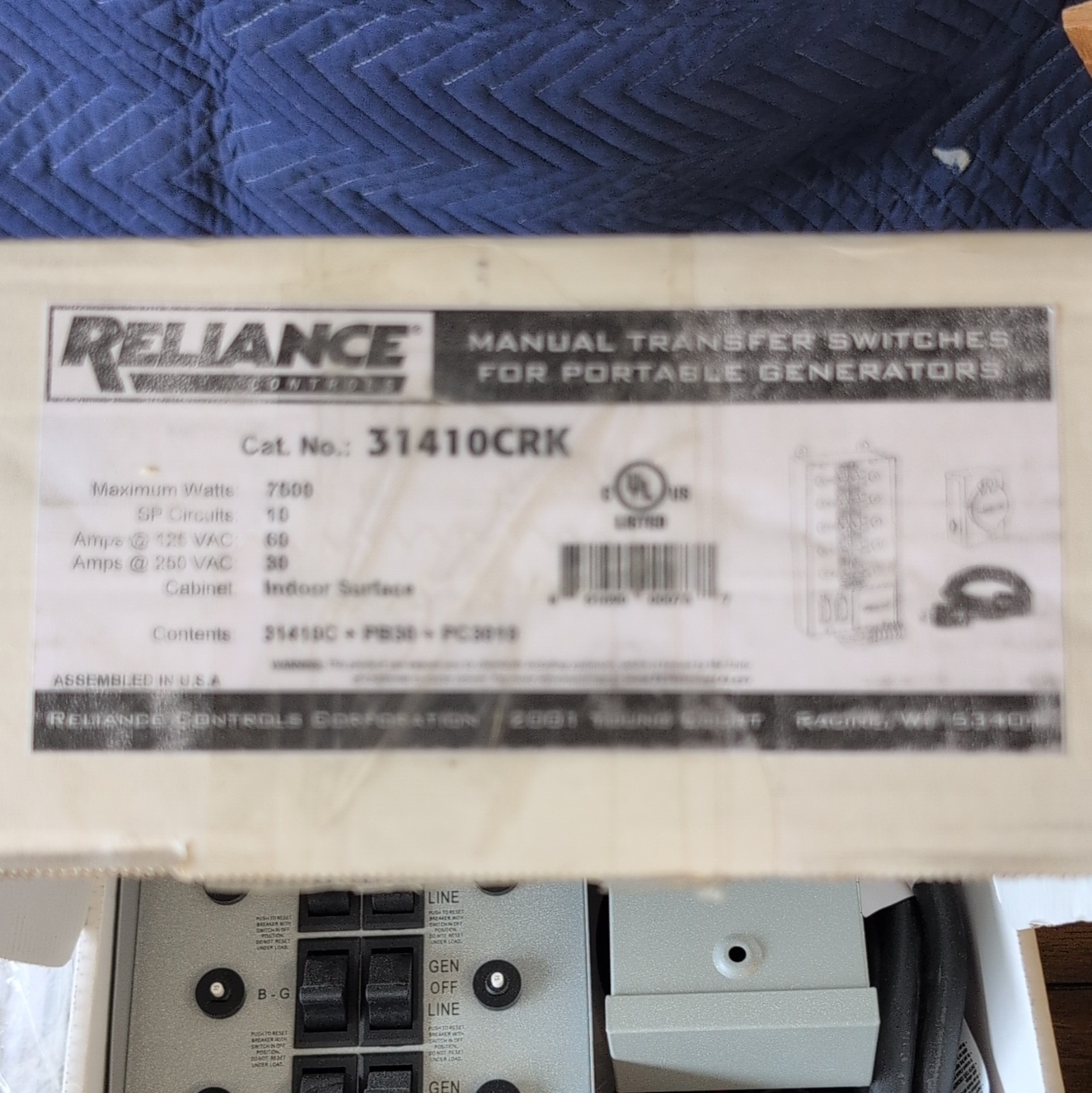 Reliance Controls ProTran Manual Transfer Switch Kit 30A 31410CRK