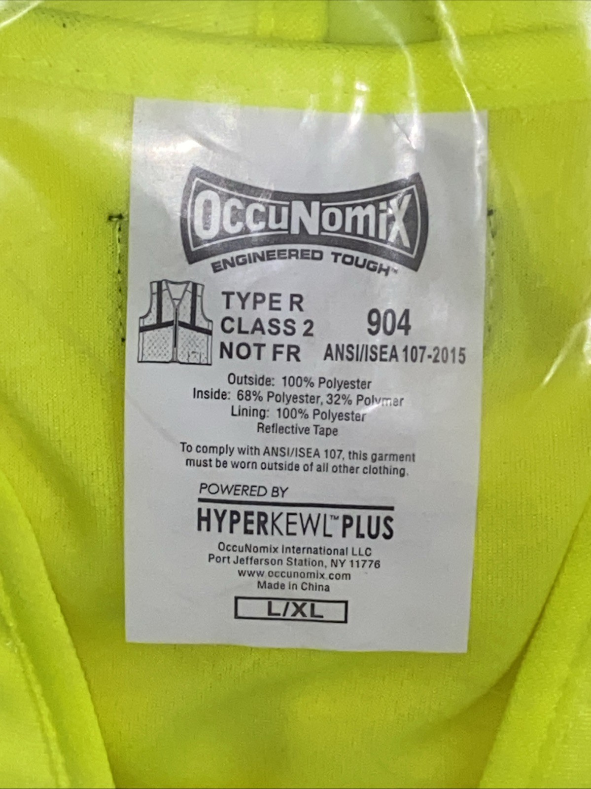 OccuNomix Cooling Vest Size L/XL Large Extra Large ANSI ISEA 107 Class 2 NEW