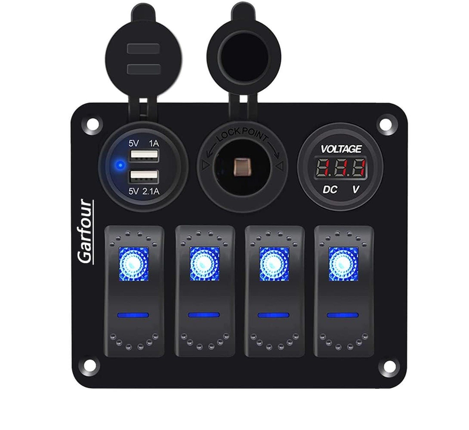 4 Gang Boat Switch Panel, Marine-Grade Waterproof Aluminum Switch Panel with …
