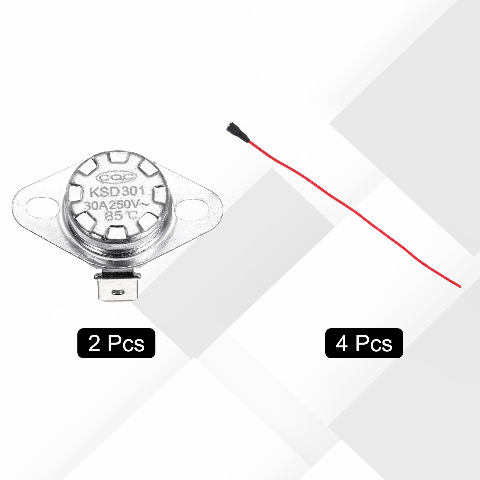 2 Pcs KSD301 Thermostat 85°C/185°F 30A N.C with Terminal Wire