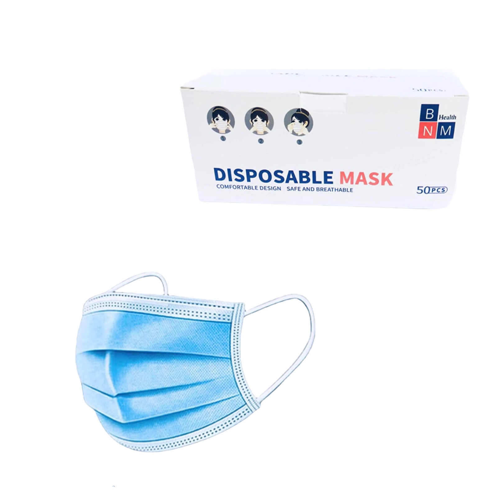 Disposable Face mask Non Medical Surgical 3 Ply Ear loop Blue Masks lot