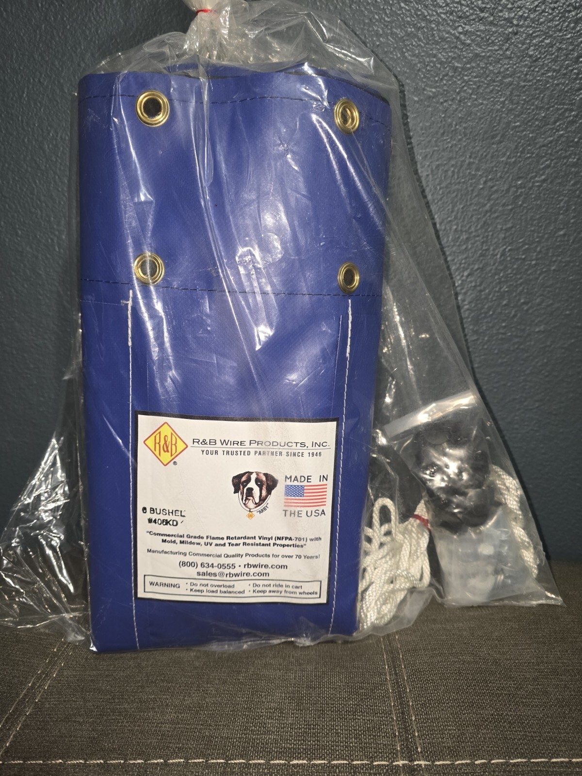 R&B Wire 406KD 6 Bushel Laundry Cart Replacement Vinyl Nylon Liner NFPA 701 Blue