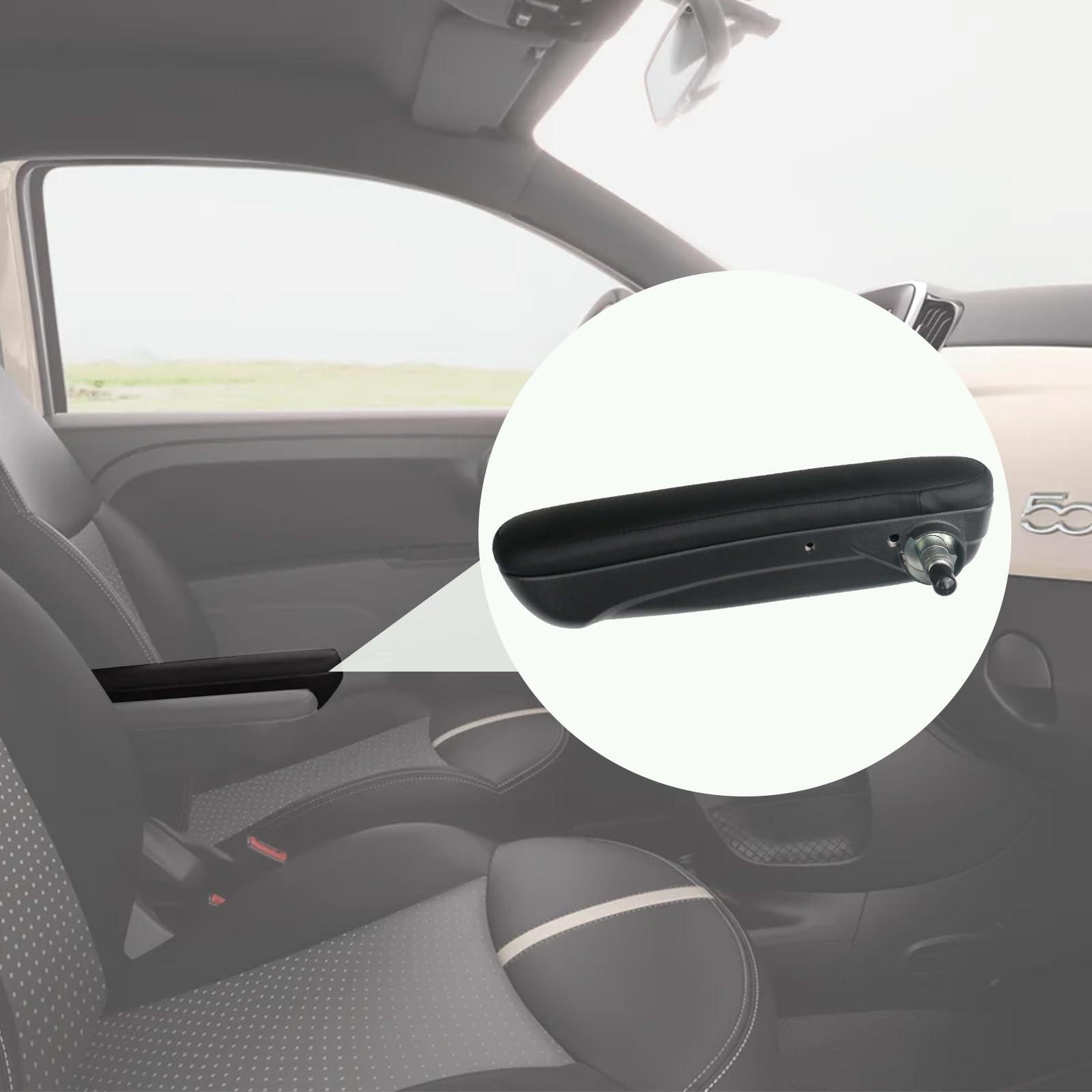Front Driver Seat Armrest Black for Fiat 500 2016-2019 Adjustable