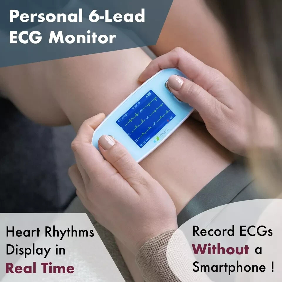 EMAY 6Leads Portable ECG Monitor Record ECG & Heart Rate in 6 Channels /OPEN BOX