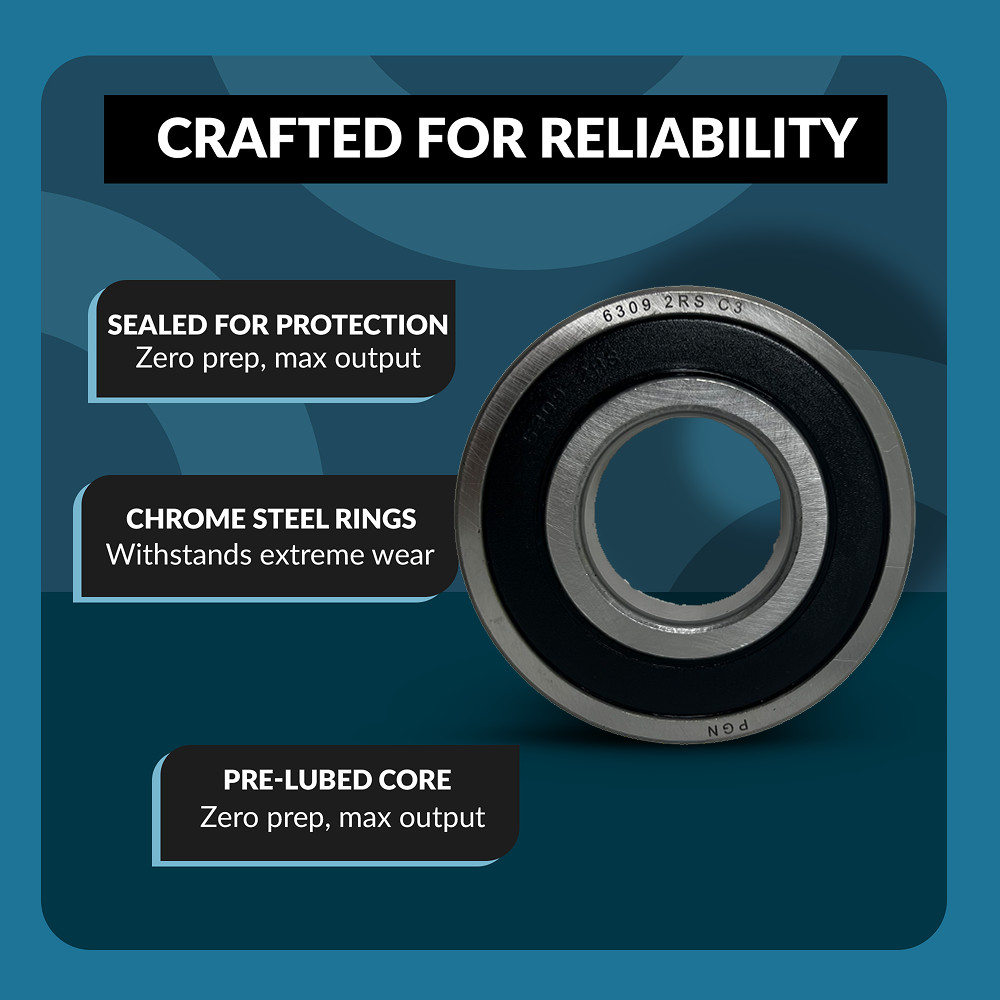 PGN 6309-2RS Ball Bearing, Double Rubber Sealed, Pack of 4