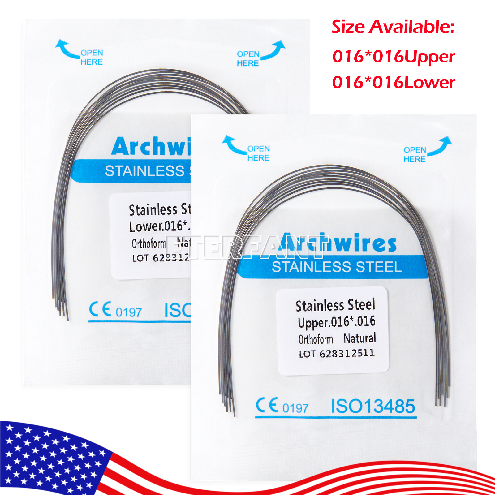 0.99/pack ETERFANT Dental Orthodontic Arch Wire Rectangular NiTi/Stainless Steel