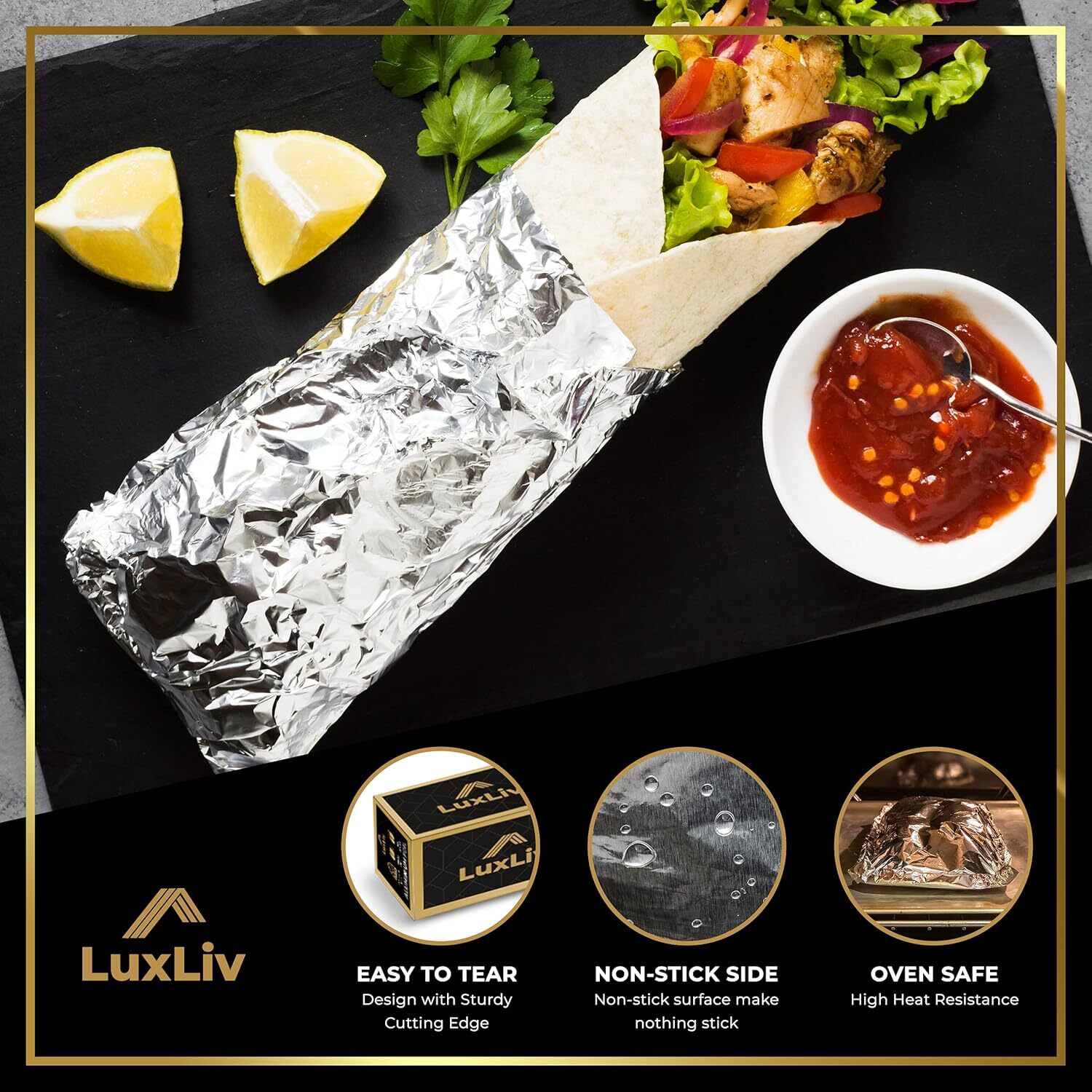 Commercial Grade Heavy Duty Aluminum Foil Roll – 12″ x 164′ with Cutter