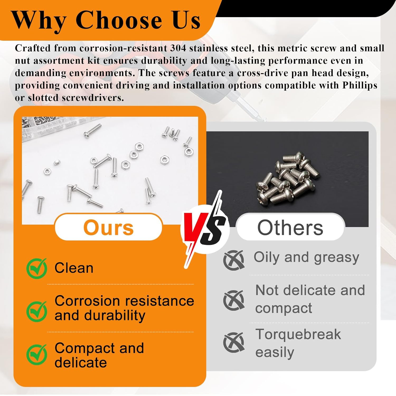 1120Pcs 304 Stainless Steel M1 M1.2 M1.4 M1.6 M2 M2.5 Metric Micro Screws Nuts A