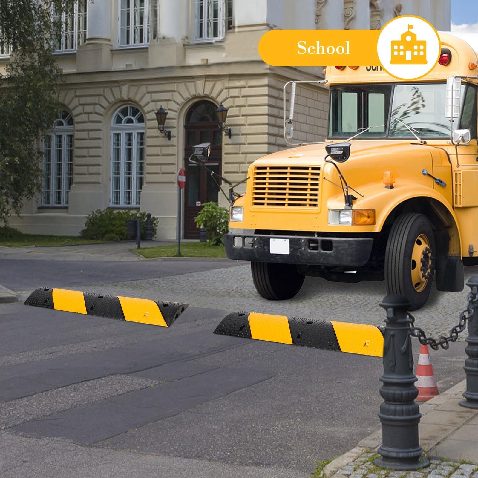 2 Pack of Rubber Speed Bumps 6 ft Heavy Duty for Driveway Parking 25000 LBS Load