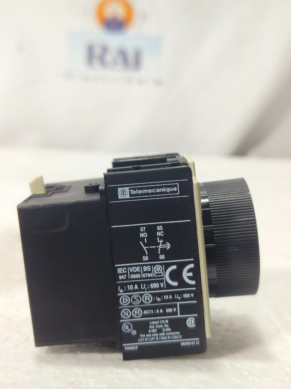 TELEMECANIQUE LA3 DR0 0.1-3 SEC TIME DELAY AUXILIARY CONTACT BLOCK 1NO+1NC