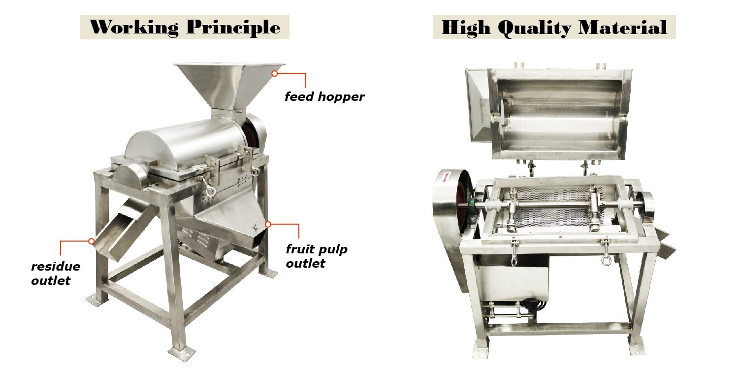 220V 3PH Auto Spiral Fruit and Vegetable Crushing and Beater 0.5T/H Sieve 0.12″