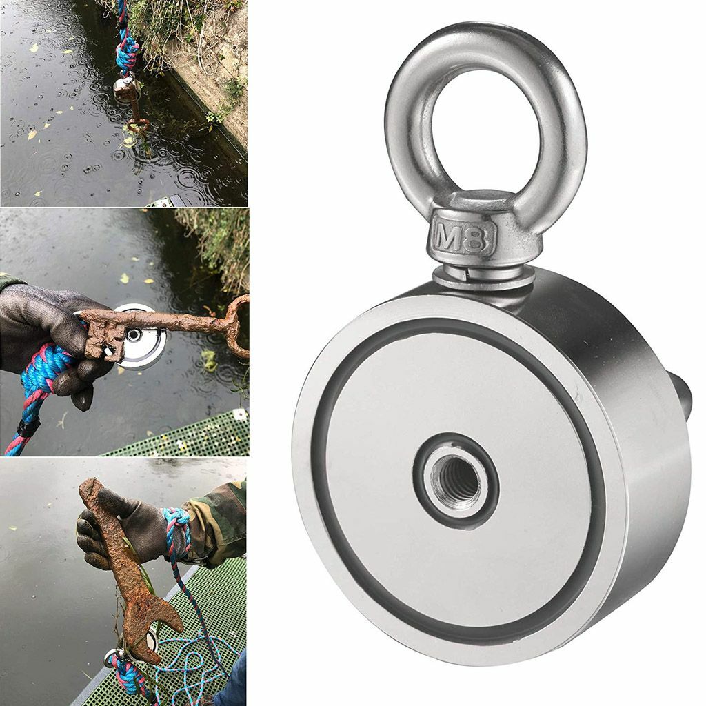 Fishing Magnet Kit Strong Neodymium 500 1000 LBS Pull Force + Rope + Carabiner