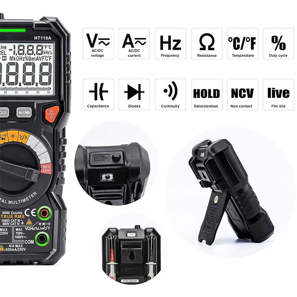 KAIWEETS Digital Multimeter TRMS Voltmeter,Auto-Ranging,6000 Counts,Accurately