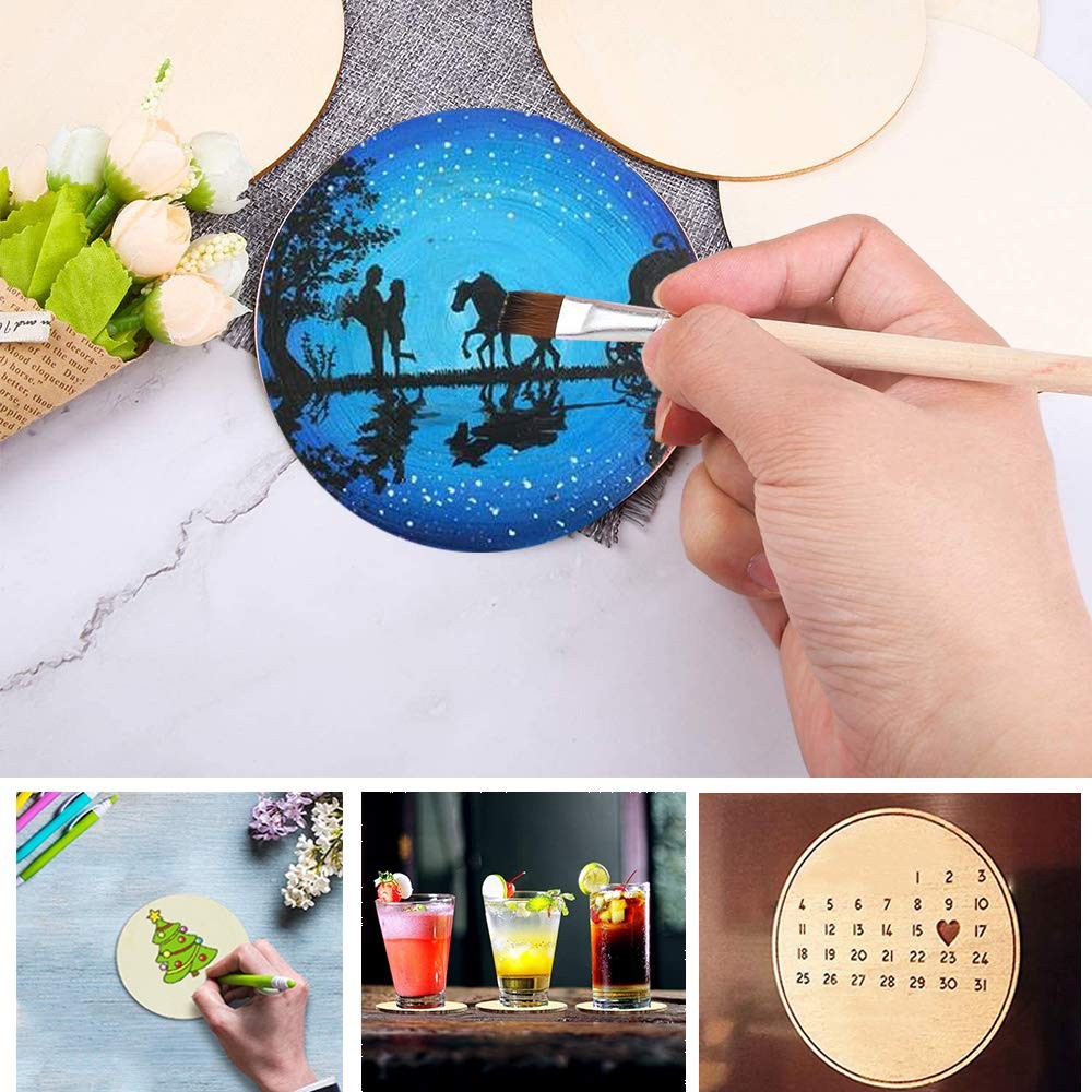 WLIANG 25 Pcs 4 Inch Wood Circles, Unfinished 4inch, wooden circles2
