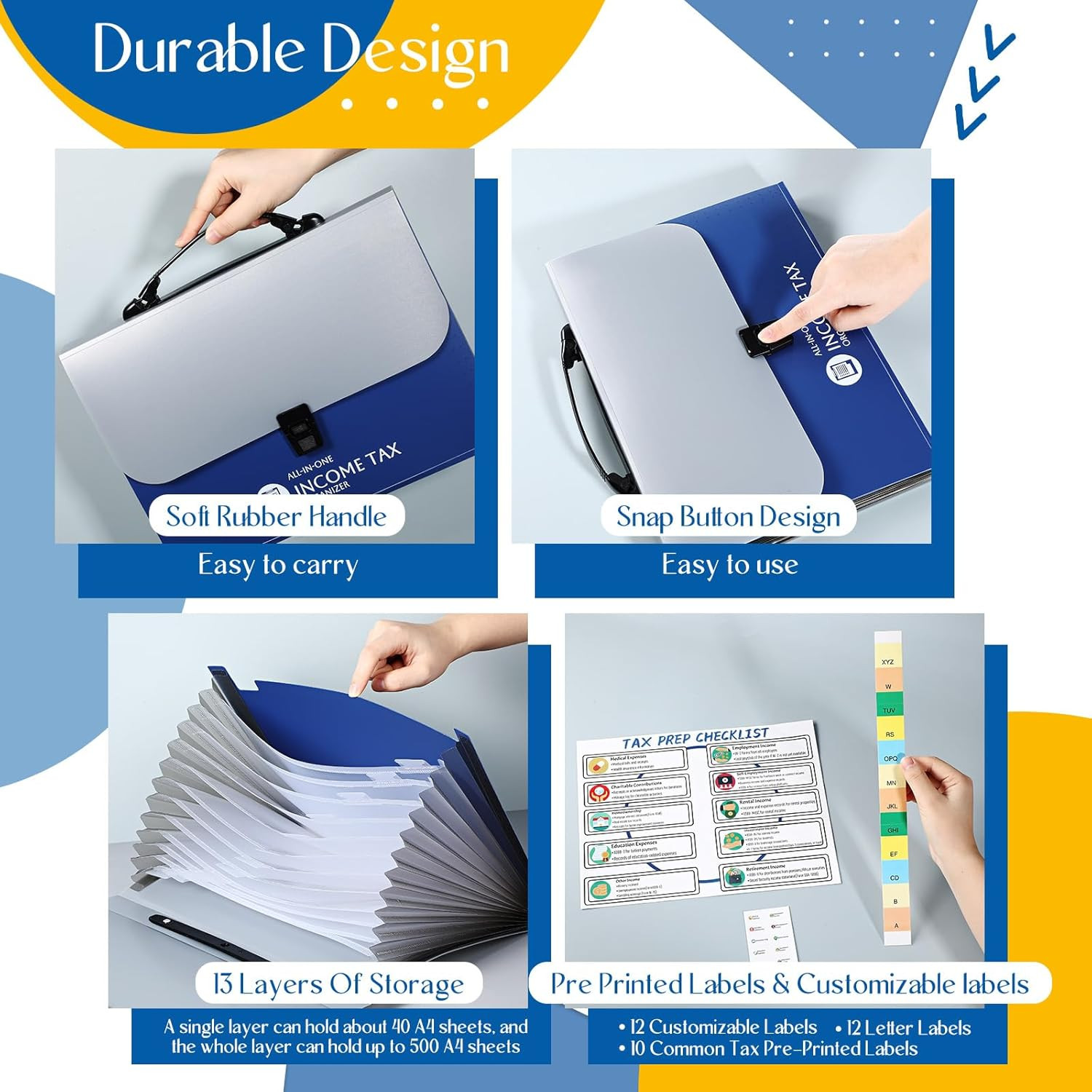1 Set Tax Record Organizer All in One Income Tax Document Organizer 13 Pockets E