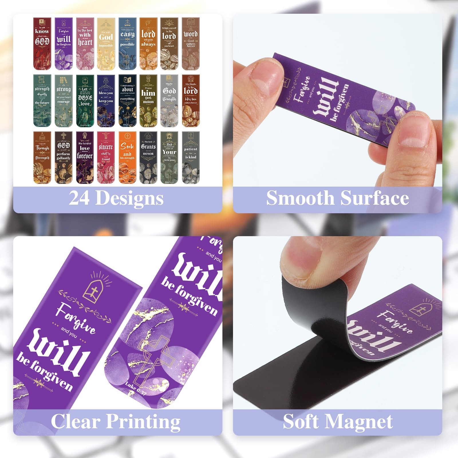 48 Pcs Bible Verse Magnetic Bookmarks Christian Page Markers 24 Styles