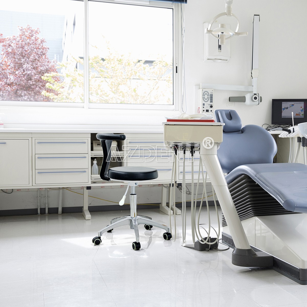 Silla móvil ajustable Dental dentista Doctor asistente taburepu cuero