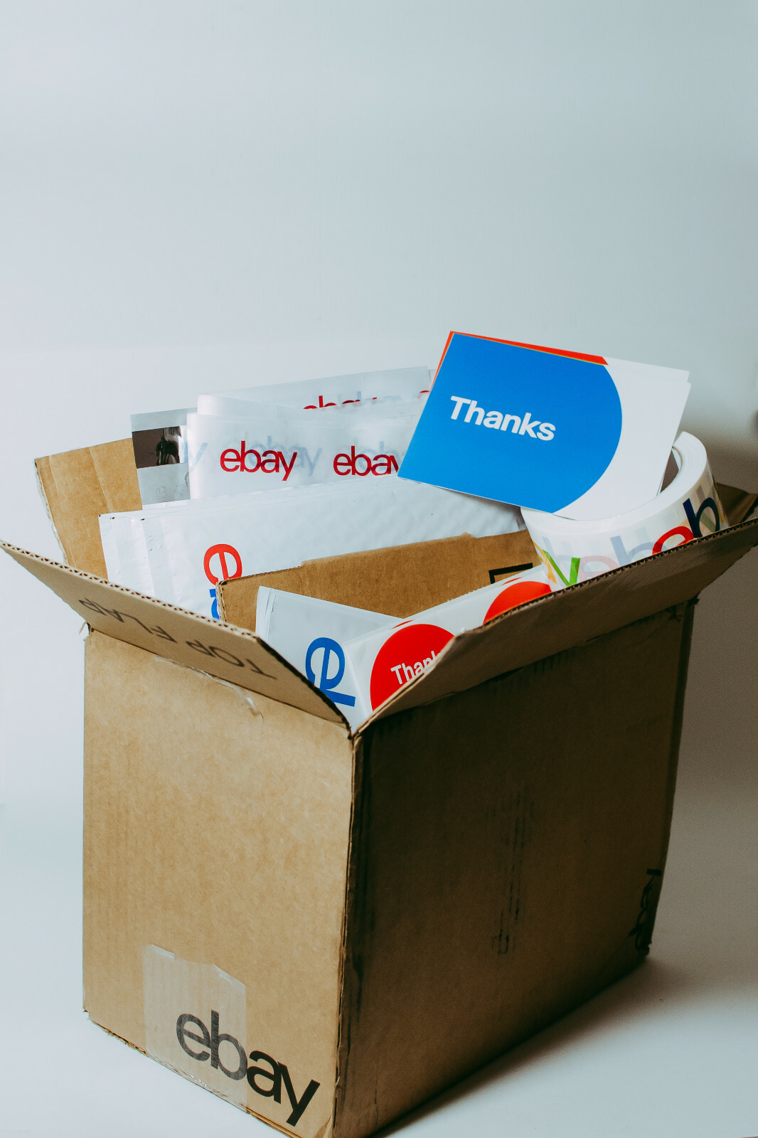 42 Ebay Branded Shipping Supplies STARTER KIT Box Envelopes Tape Tissue Postcard