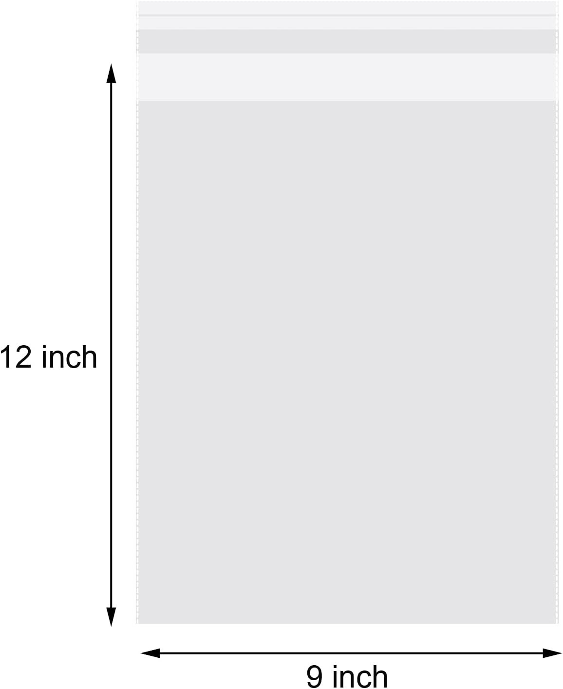 50 Pack of 9×12 Inch Clear Resealable Poly Bags for Clothing & T-Shirt Packaging