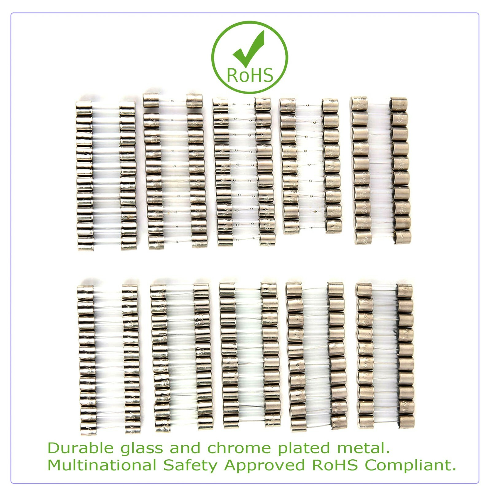 100Pcs 5x20mm Quick Blow Glass Tube Fuse Assorted Kits Fast Action Glass Fuses