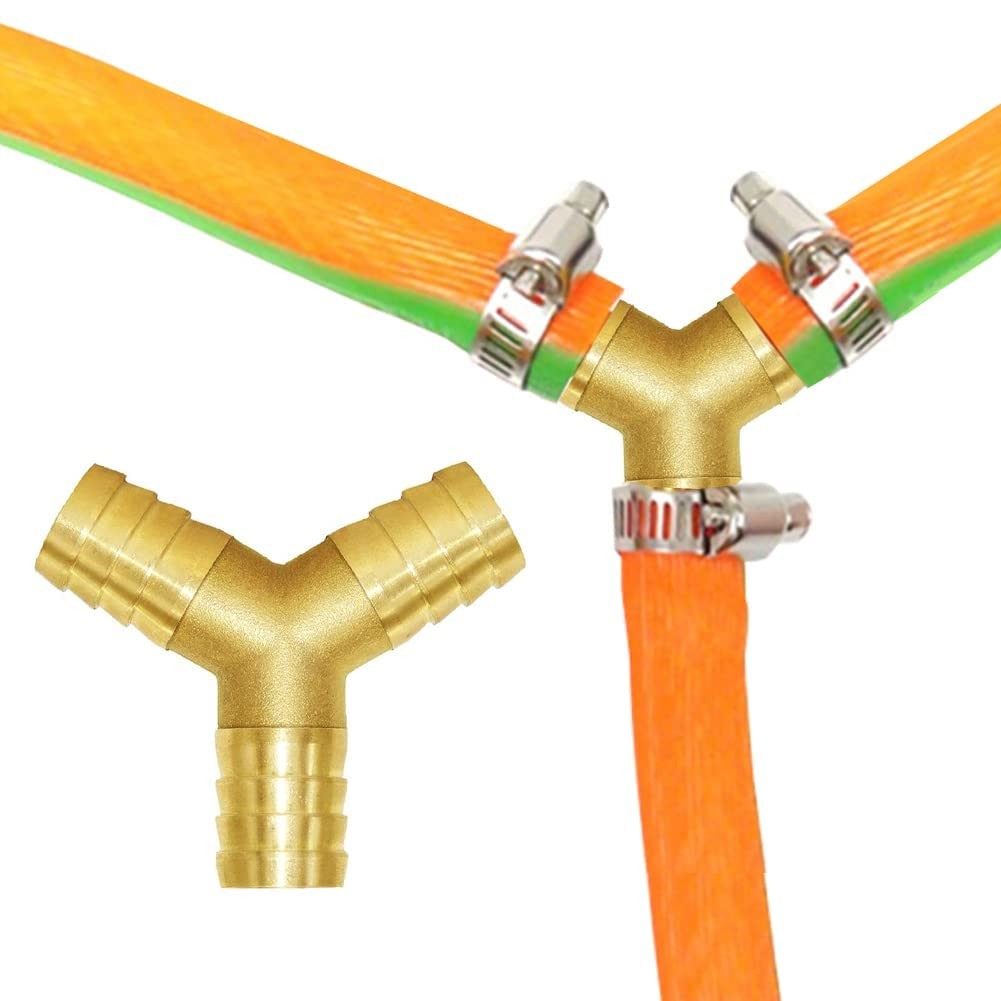 Joywayus 1″ Hose Barb Y Shaped 3 Way Union Fitting Intersection/Split Brass W…