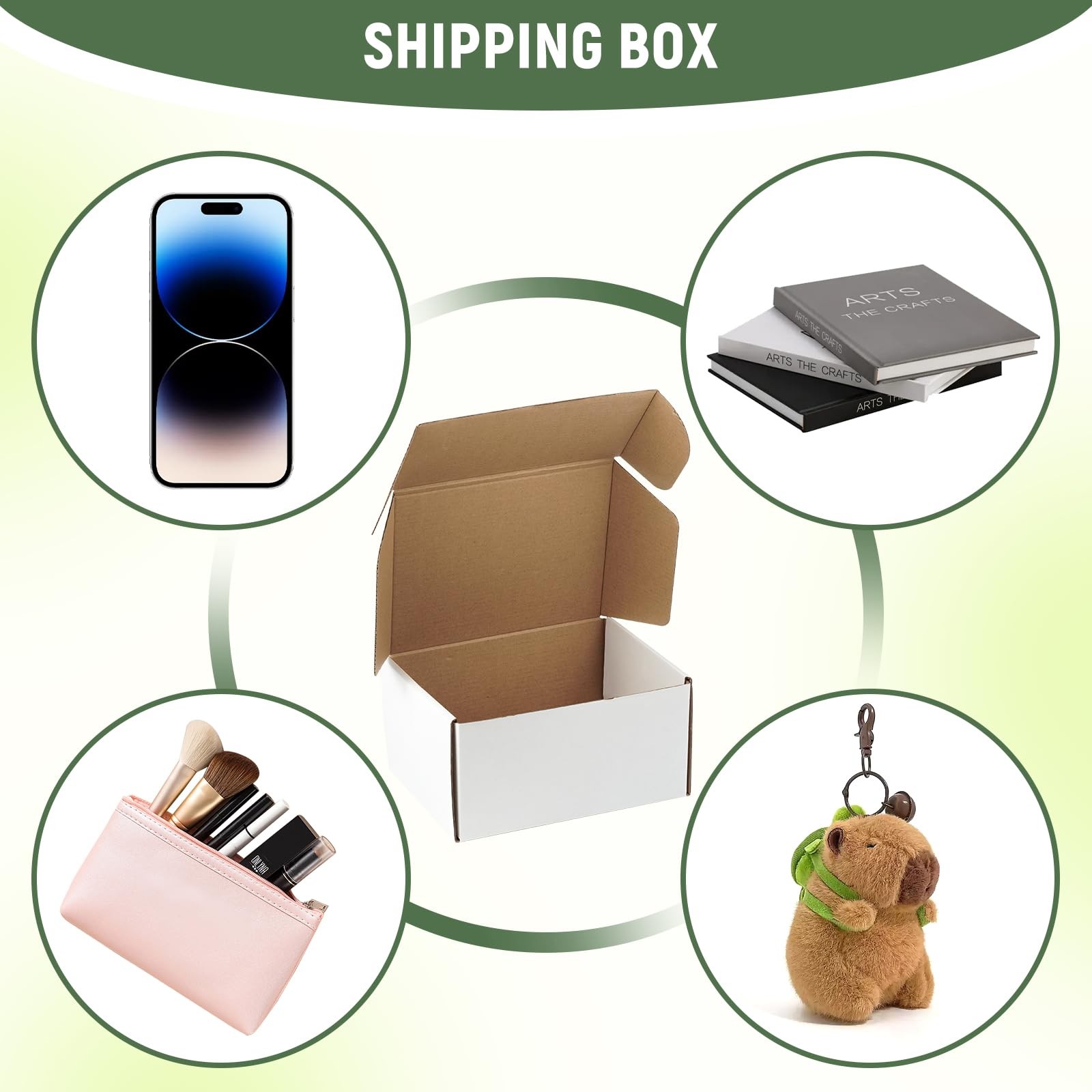 8″x6″x4″ Shipping Boxes Set of 5, White Corrugated Cardboard Box Literature M…