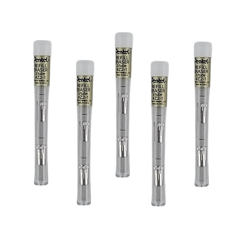 NEW 5-Pack (15 Pieces) Pentel Z2-1 Mechanical Pencil Eraser Refills 3/Tube White