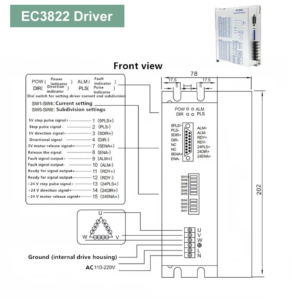 3Phase Nema42 110BYG Open-loop Stepper Motor 12-20Nm Drive Kit For CNC Engraver